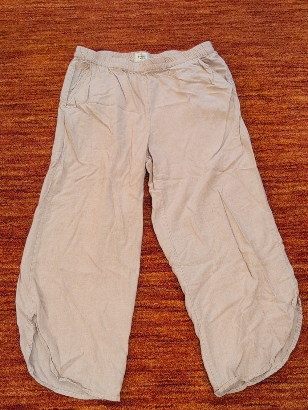 Light Beige Marine  Layer Pull-On Casual Cropped Pants